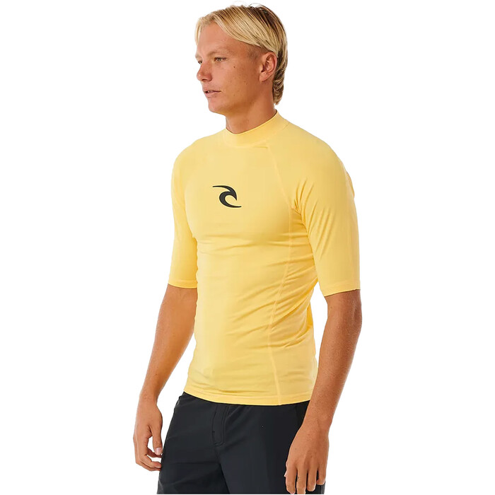 2024 Rip Curl Mnner Waves UPF Performance Kurzrmelige Lycra-Weste 142MRV - Yellow